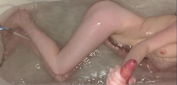  Horny Cutie Handjob Huge Dick And Fingering Pussy In The Bathroom